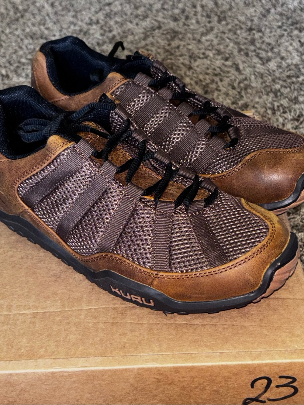 KURU Chicane Mustang Brown Mocha Leather Low Hiking Shoes Men's Size 8.5 Wide